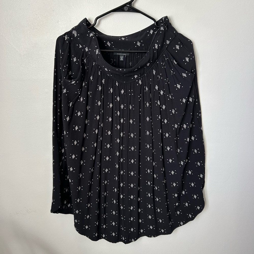 Lucky Brand Black Long-Sleeve Floral-Print Blouse